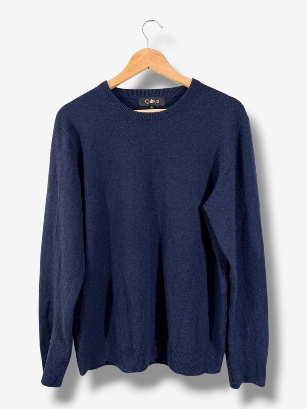 Quince Mongolian Cashmere Crewneck Sweater L True Navy 100% Cashmere Fall 2023
